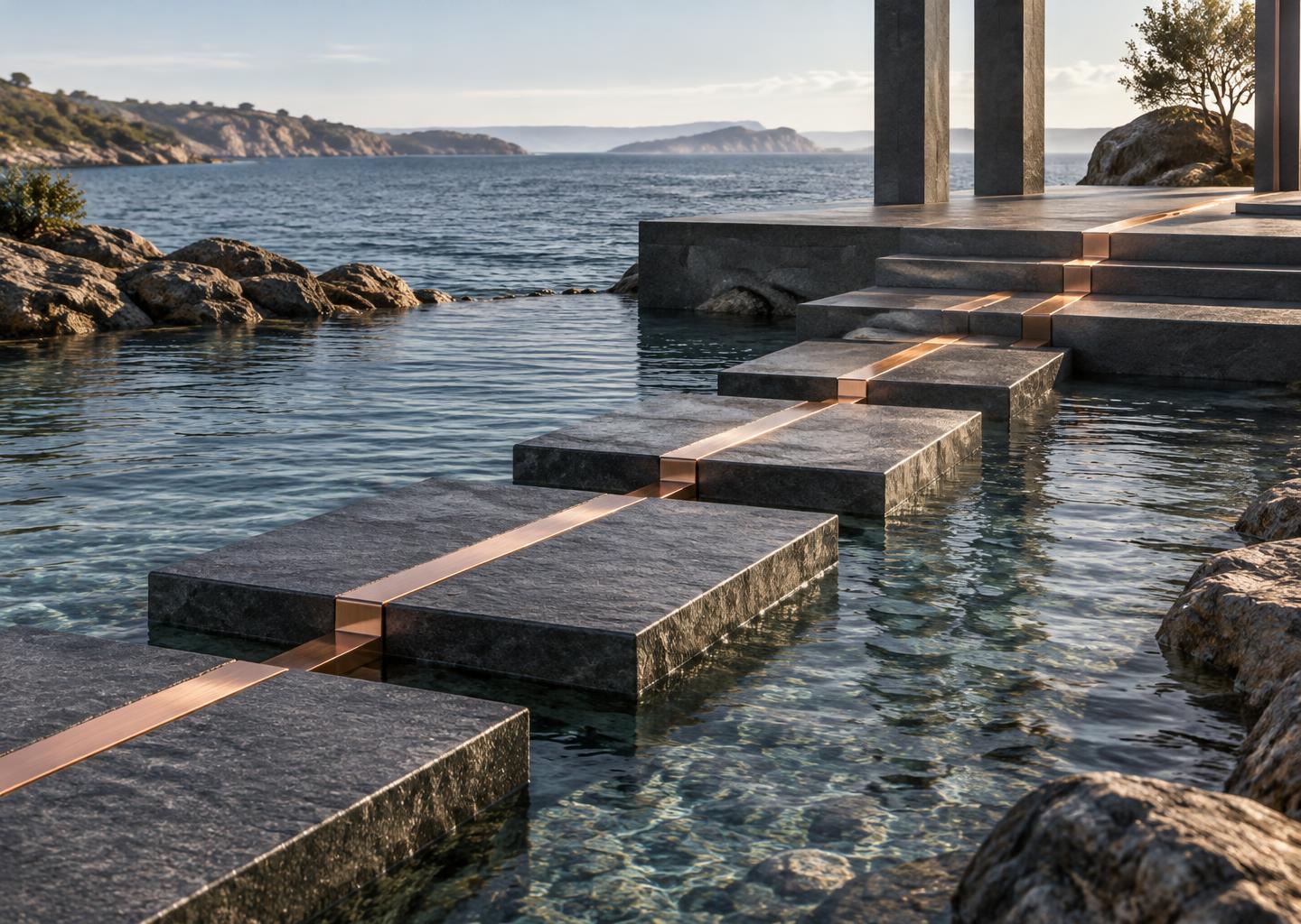 A continuous copper path connects prepared stepping stones to a stable base.