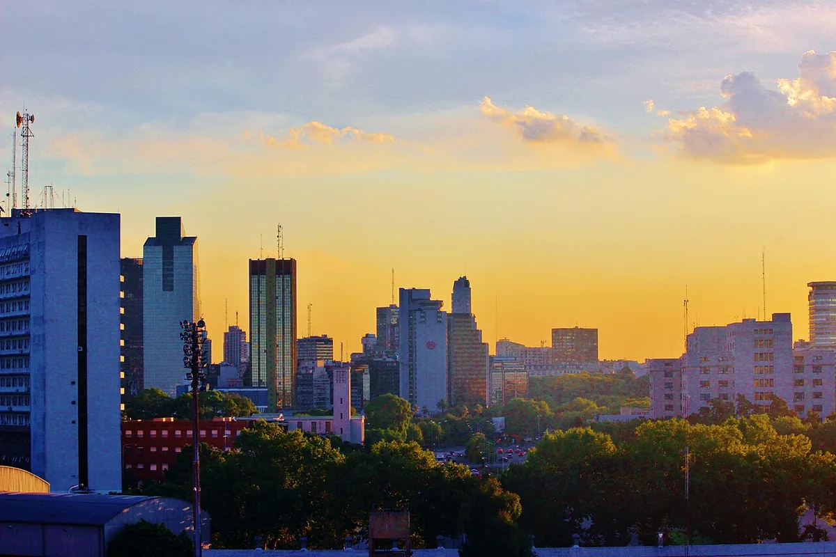 Buildings and high-rises in Buenos Aires at sunset