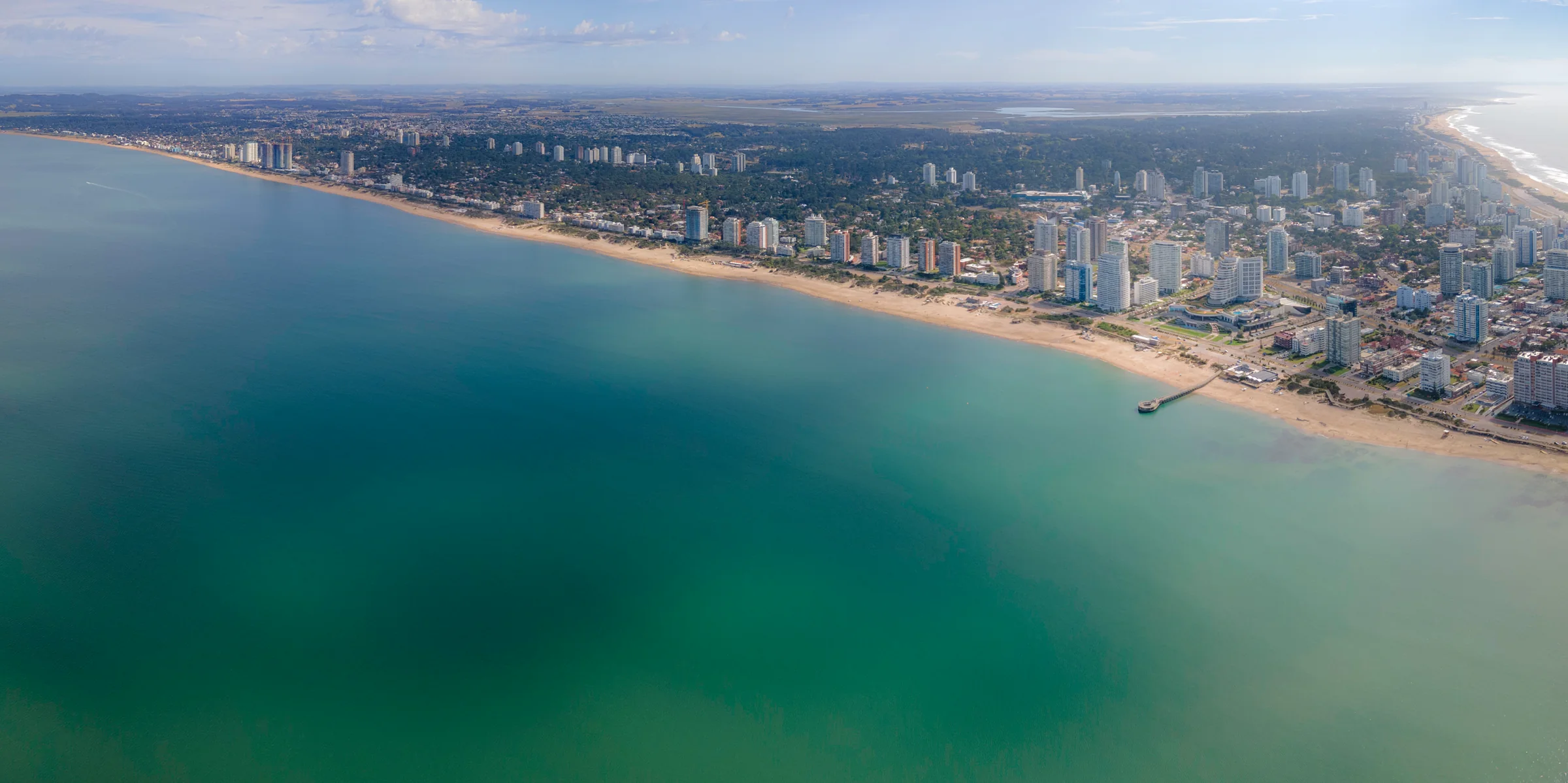 The Punta del Este coast with its beach, waterfront road and buildings