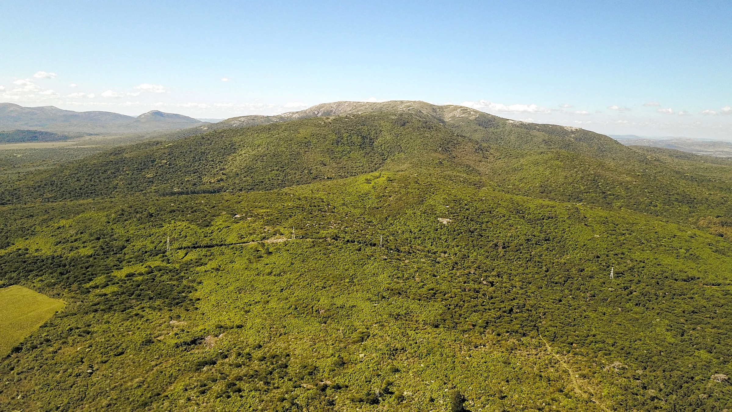 Green hills and an open view across the Sierra de las Ánimas in Uruguay