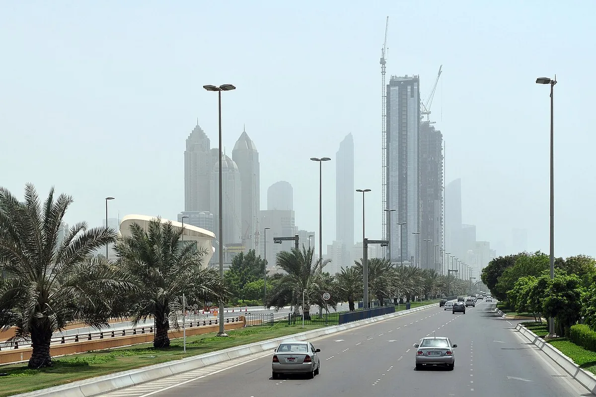 Street and high-rises in Abu Dhabi