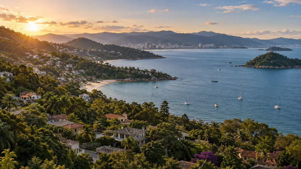 AI illustration: city and landscape inspired by Brazil