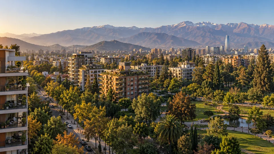 AI illustration: city and landscape inspired by Chile