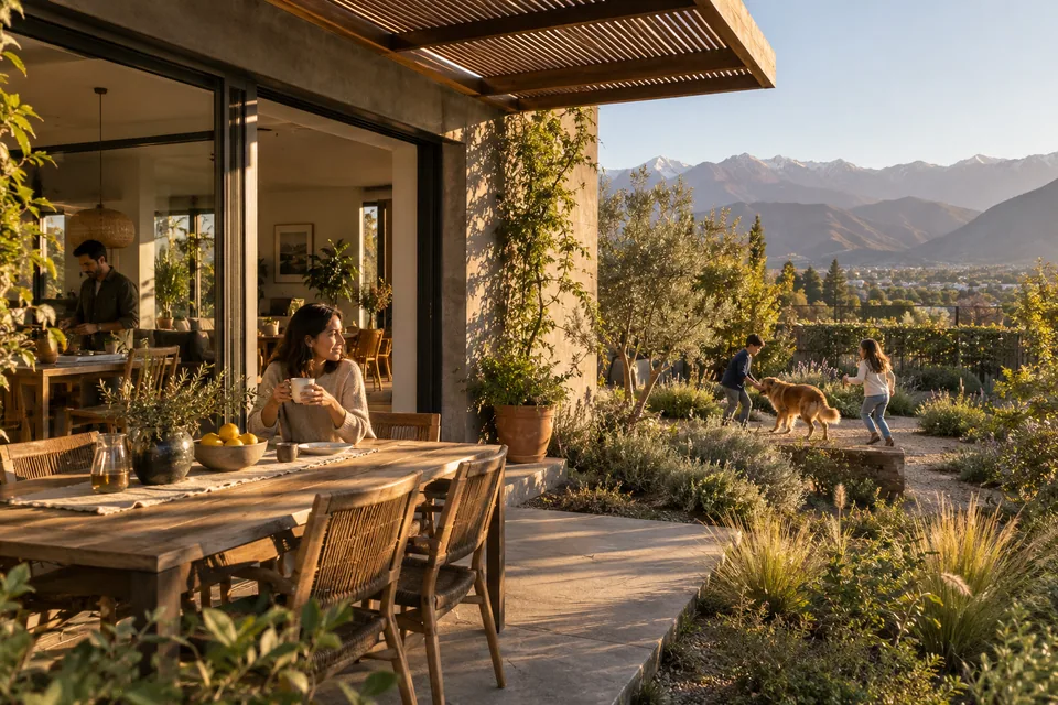 AI illustration: home concept inspired by Chile, not a real property listing