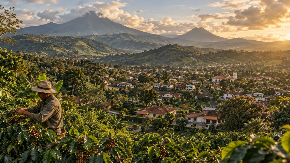 AI illustration: city and landscape inspired by Costa Rica