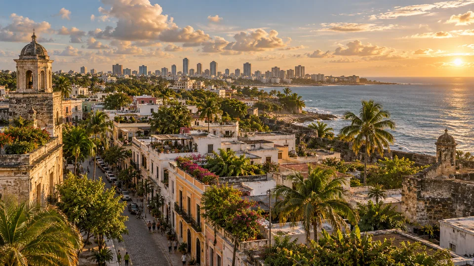 AI illustration: city and landscape inspired by Dominican Republic