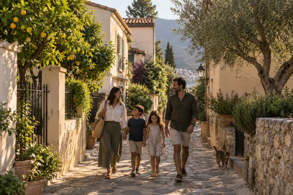 AI illustration: everyday scene inspired by Greece