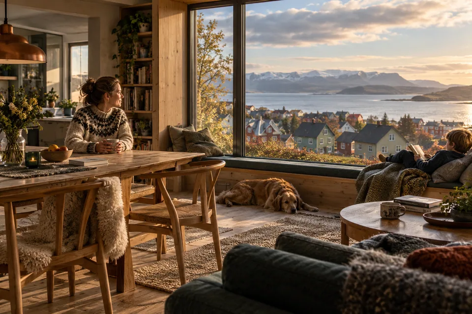 AI illustration: home concept inspired by Iceland, not a real property listing