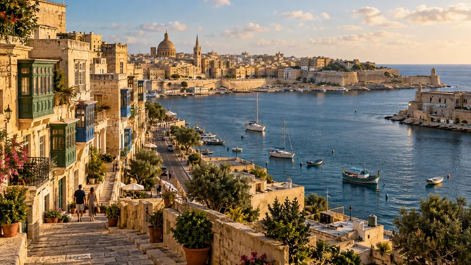 AI illustration: city and landscape inspired by Malta