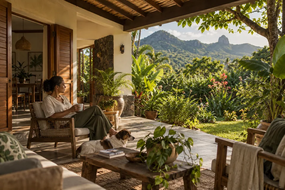 AI illustration: home concept inspired by Mauritius, not a real property listing