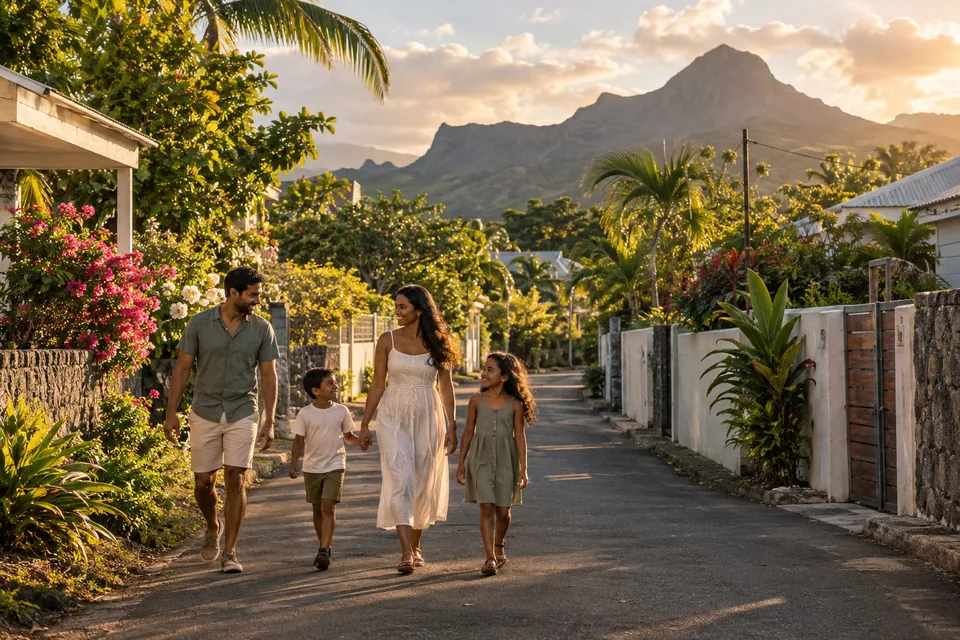AI illustration: everyday scene inspired by Mauritius