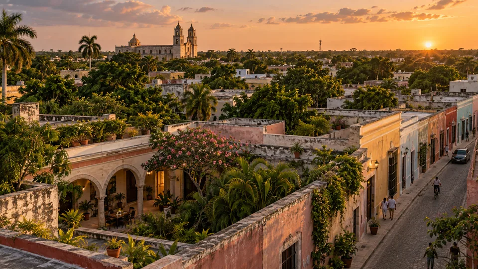 AI illustration: city and landscape inspired by Mexico