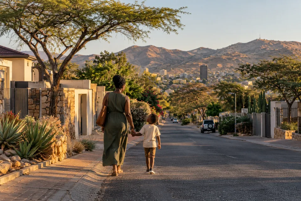 AI illustration: everyday scene inspired by Namibia