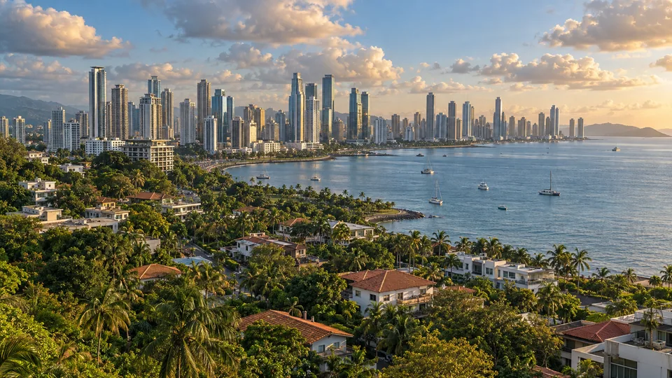 AI illustration: city and landscape inspired by Panama