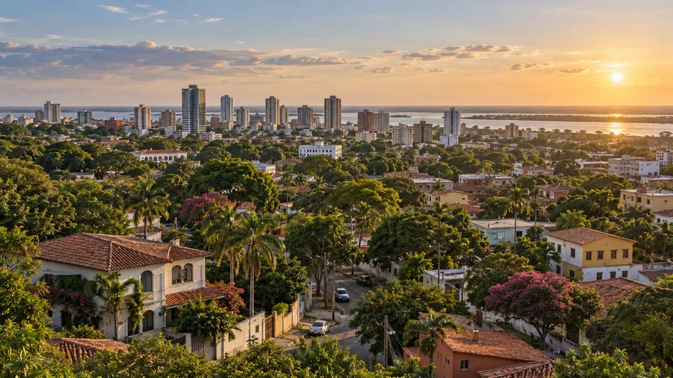 AI illustration: city and landscape inspired by Paraguay