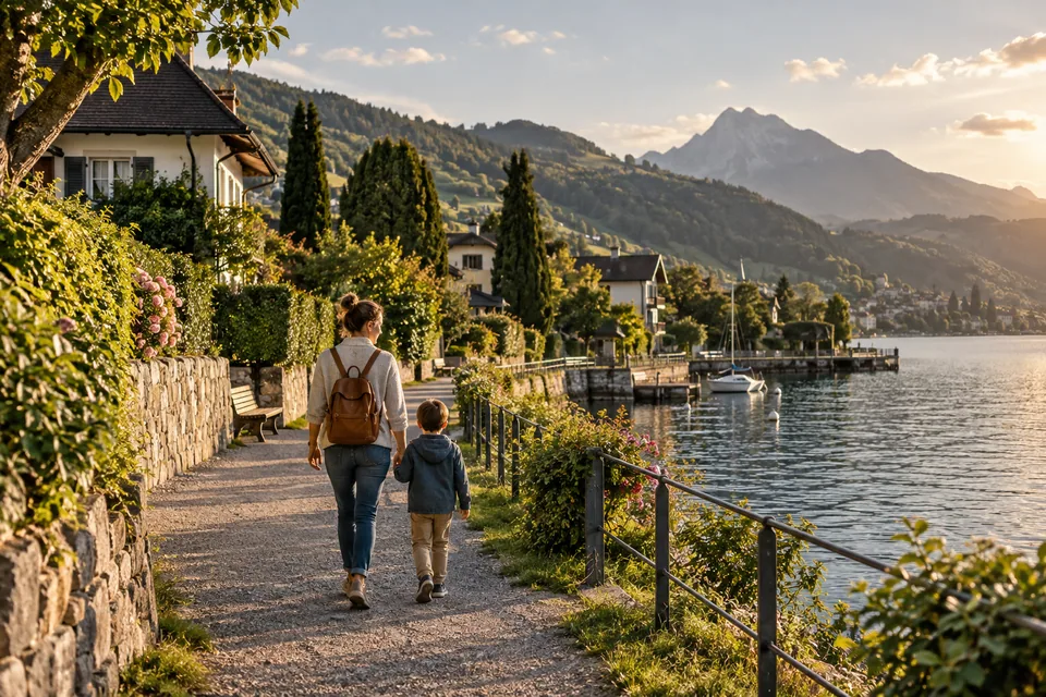 AI illustration: everyday scene inspired by Switzerland