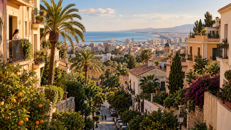AI illustration: city and landscape inspired by Spain