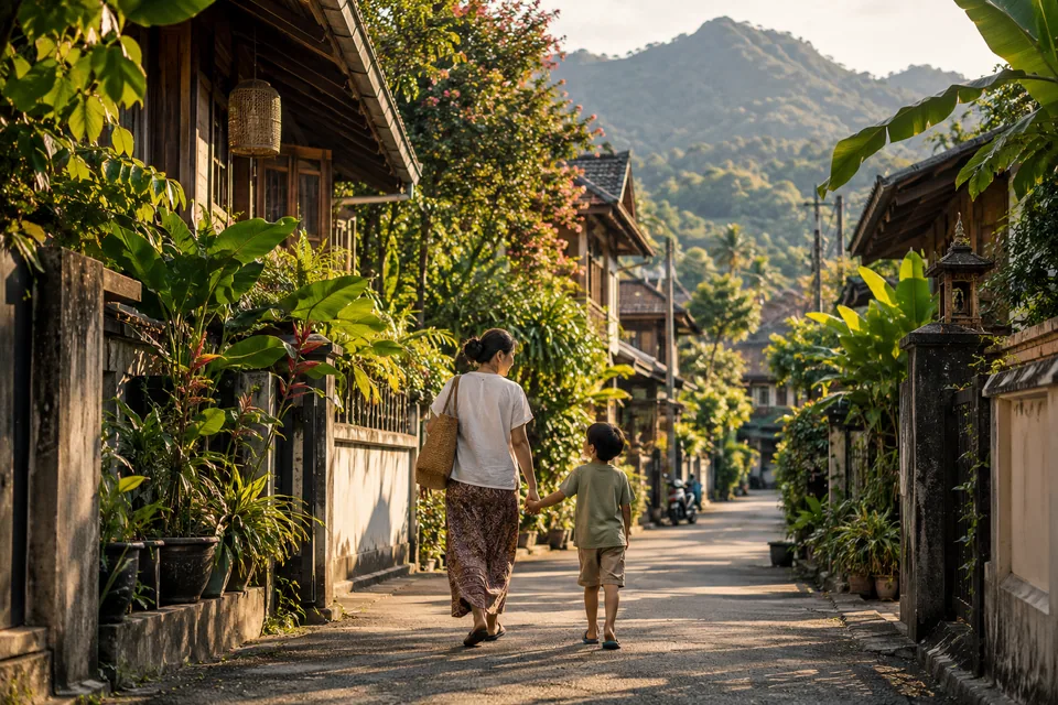 AI illustration: everyday scene inspired by Thailand
