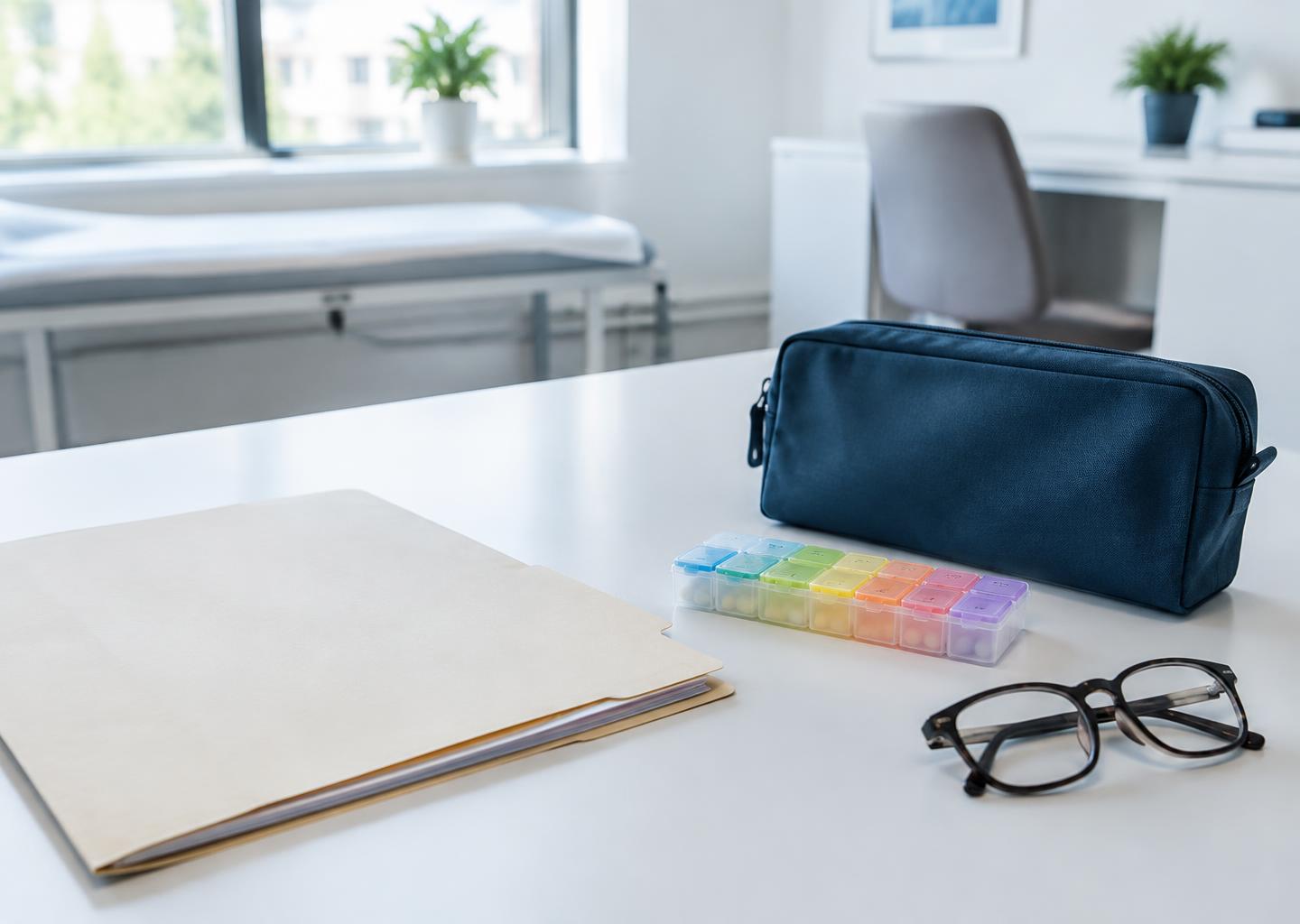 Organised health records and a medication organiser for continuing care.